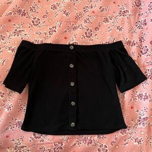 Black off the shoulder top with buttons